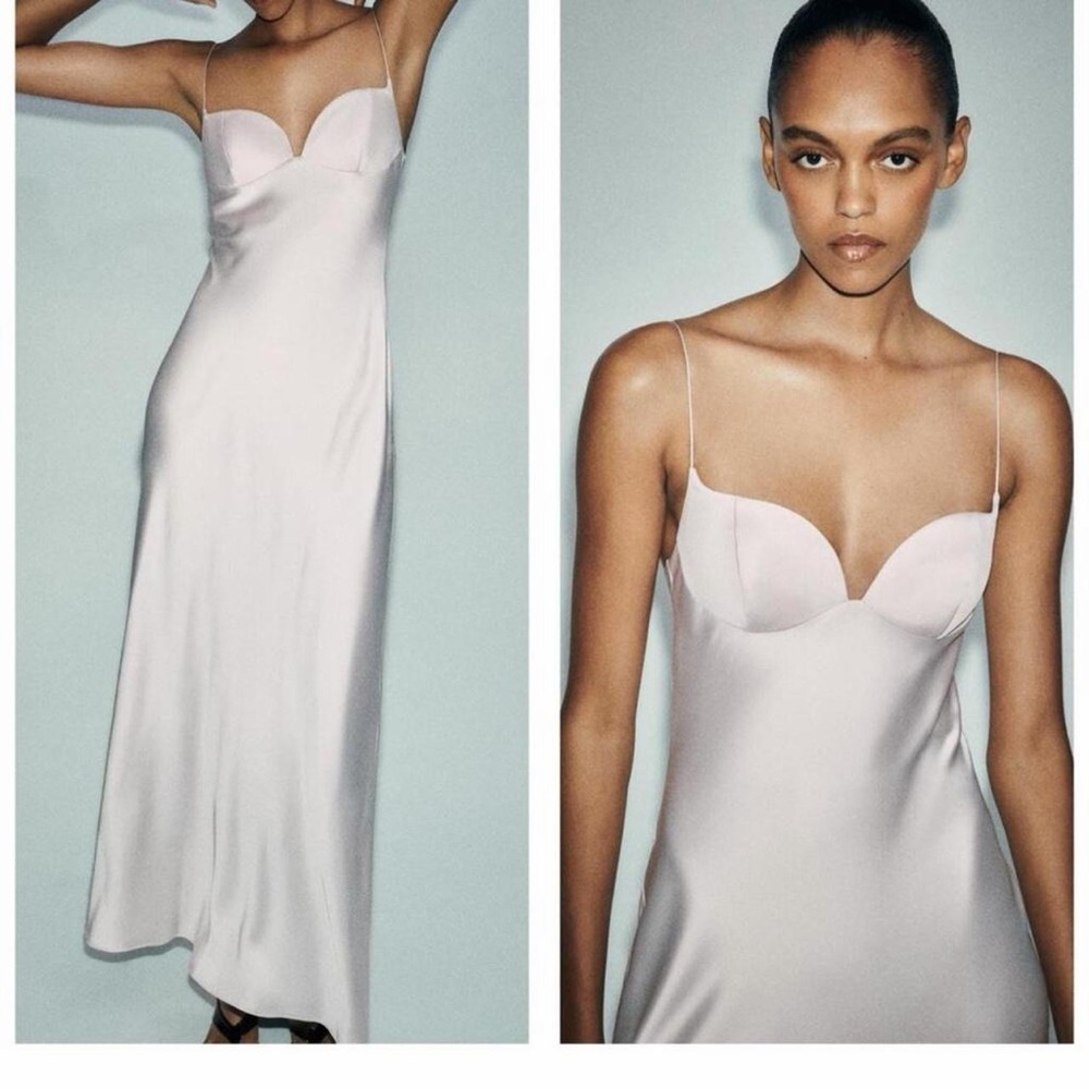 Satin Slip Dress with Sculpted Bust